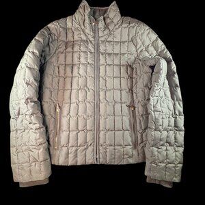 JCrew‎ Women's Olive Green Quilted Down Coat, Gold Hardware, Sz. Sm